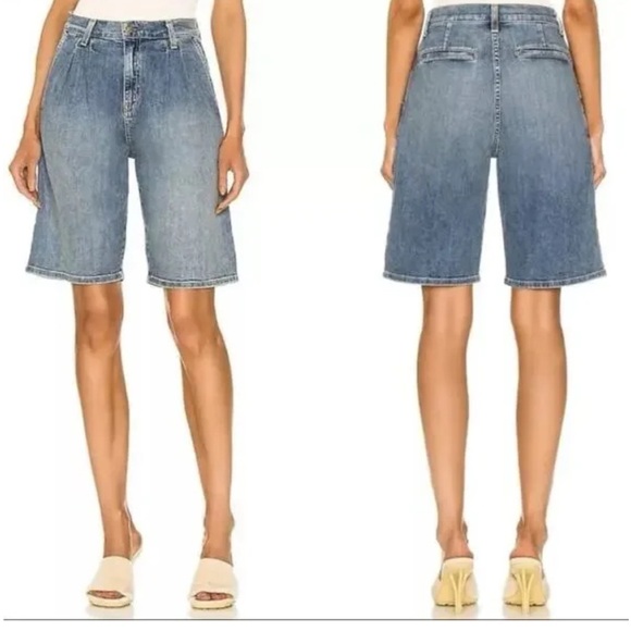 Nili Lotan Julie Pleated Denim Shorts Jorts - Picture 1 of 10